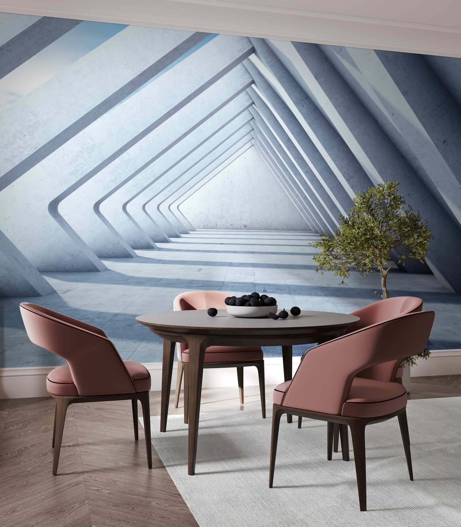 Fototapeta tunel łuków w kształcie trójkątów, ciągnący się w nieskończoność