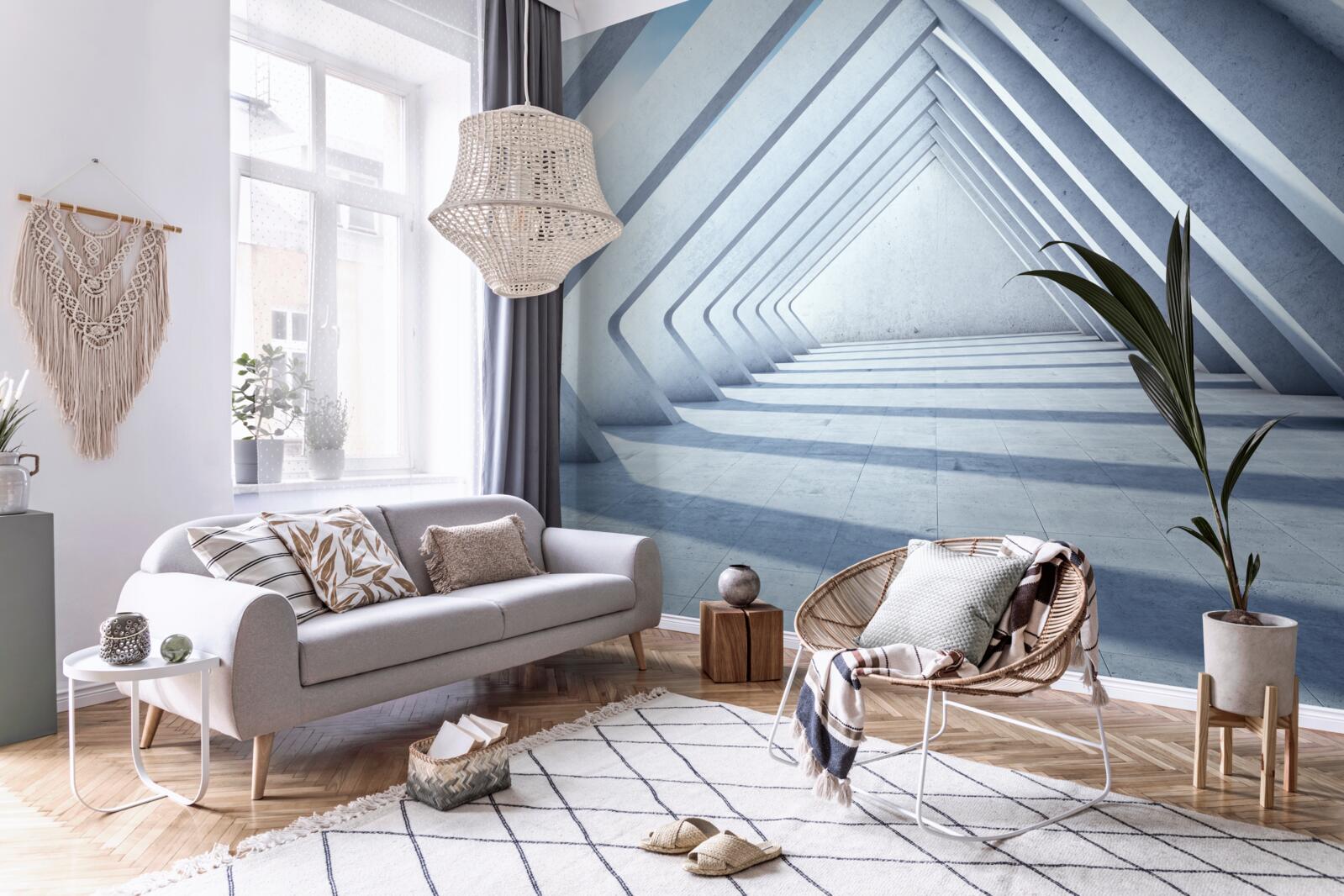 Fototapeta tunel łuków w kształcie trójkątów, ciągnący się w nieskończoność