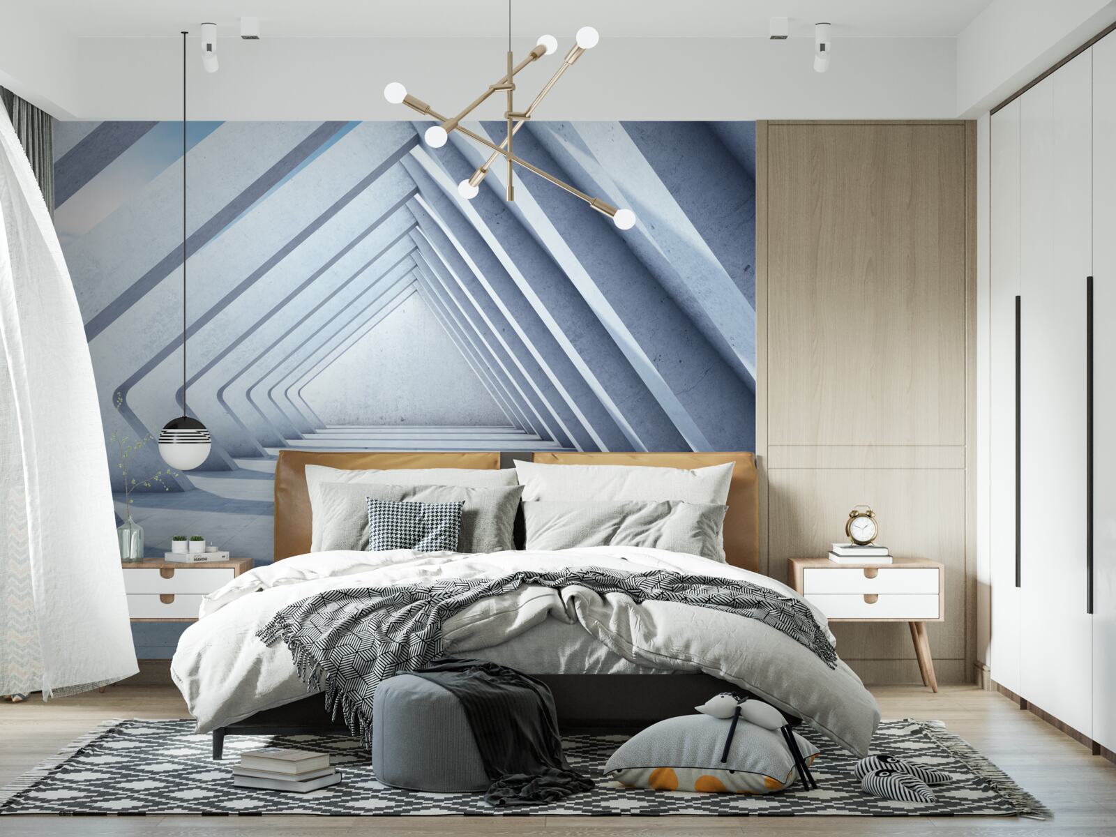 Fototapeta tunel łuków w kształcie trójkątów, ciągnący się w nieskończoność