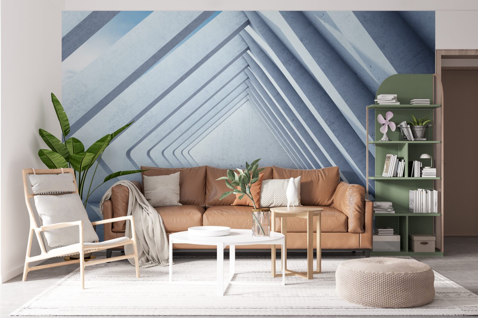 Fototapeta tunel łuków w kształcie trójkątów, ciągnący się w nieskończoność