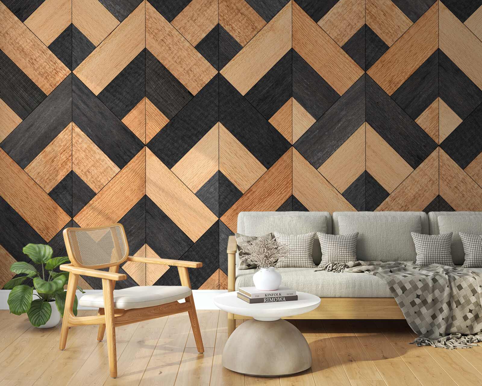 Fototapeta przeplatanie ciemnego i jasnego drewna