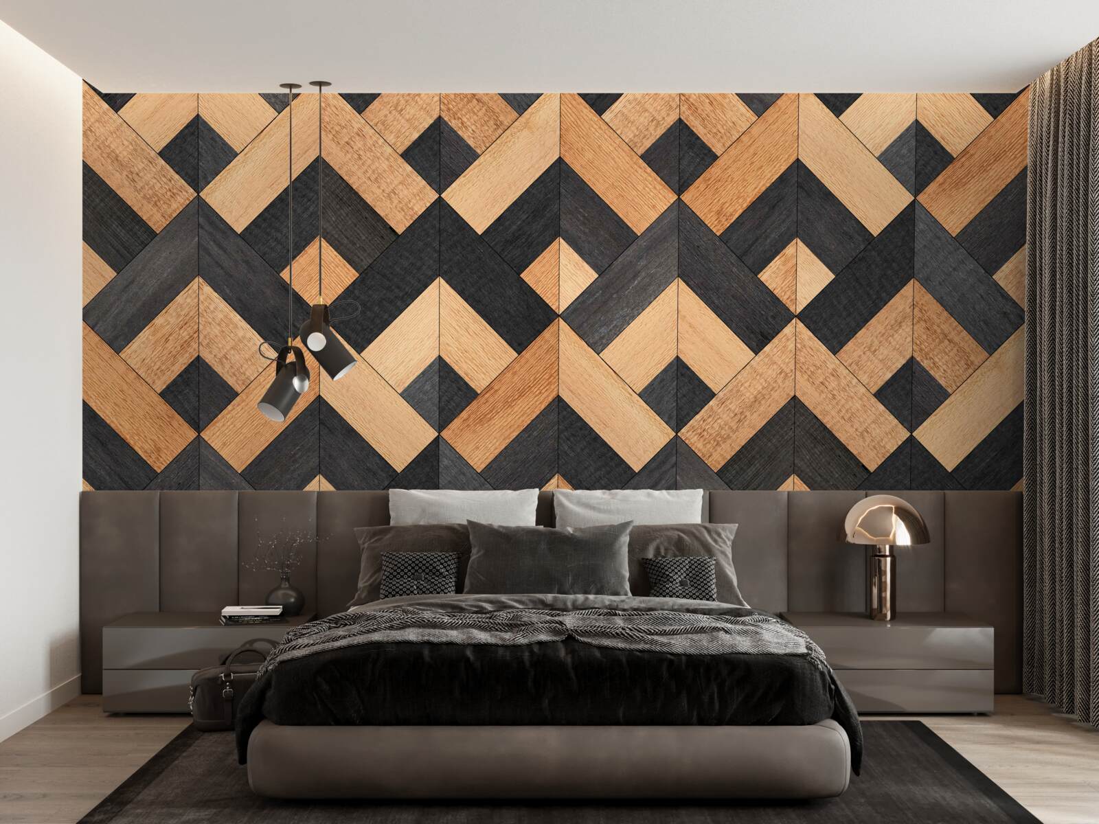 Fototapeta przeplatanie ciemnego i jasnego drewna