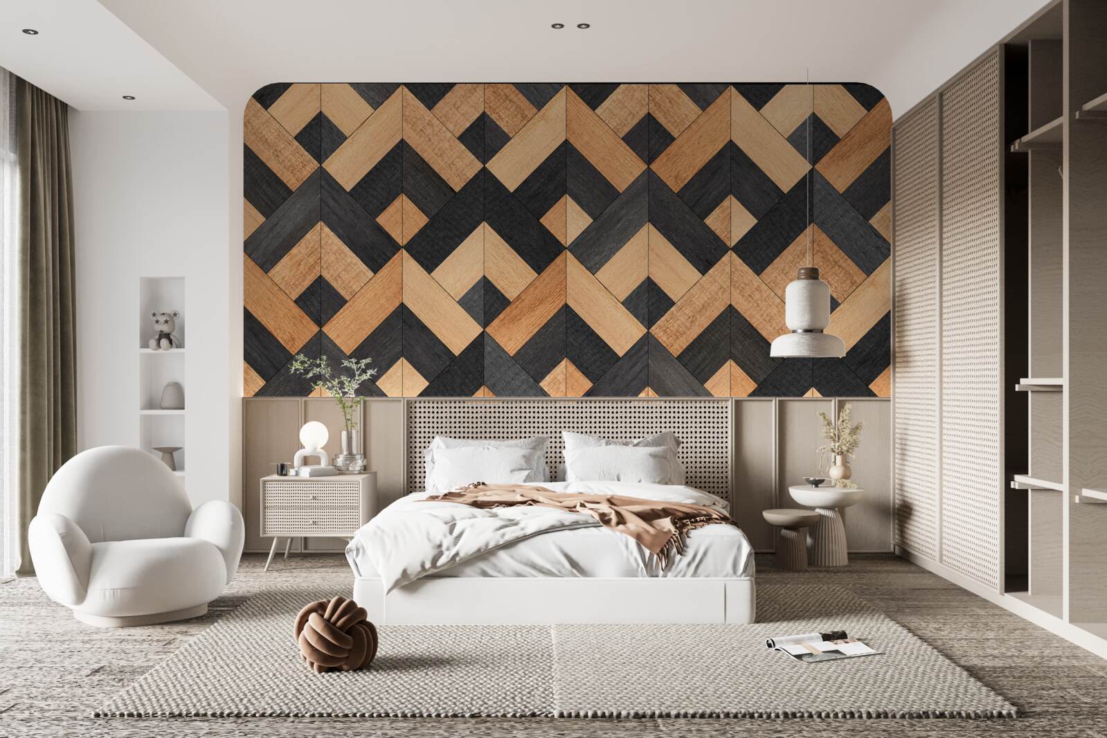 Fototapeta przeplatanie ciemnego i jasnego drewna