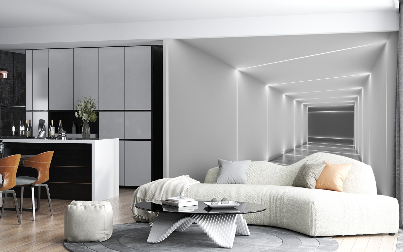 Fototapeta przejście oświetlone białym światłem