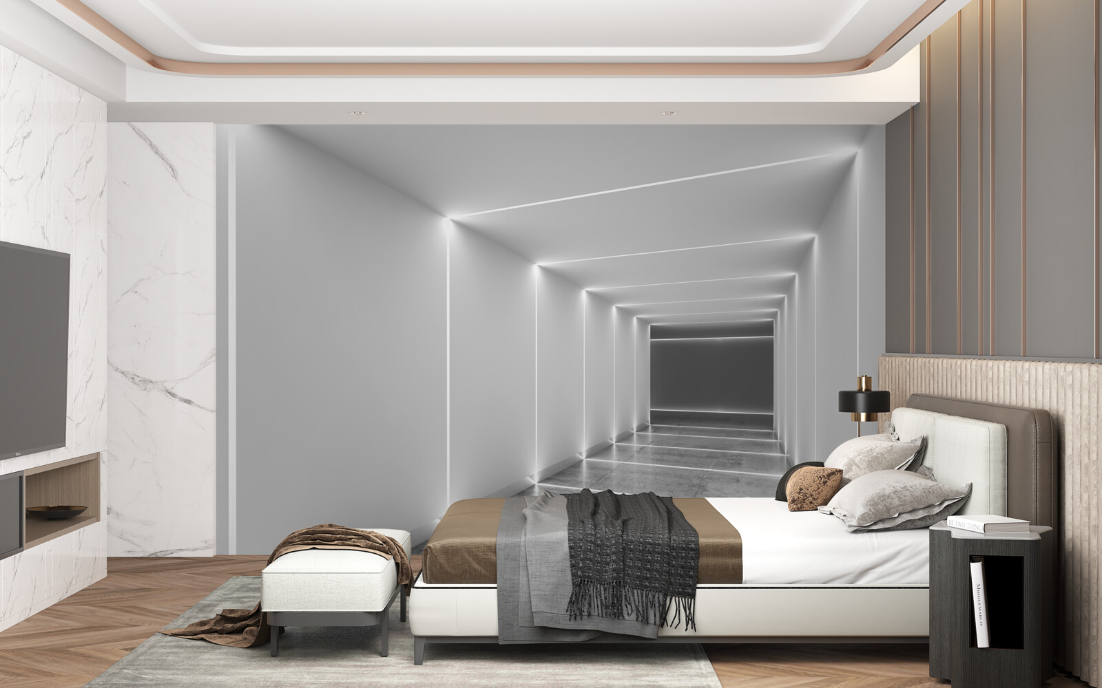 Fototapeta przejście oświetlone białym światłem