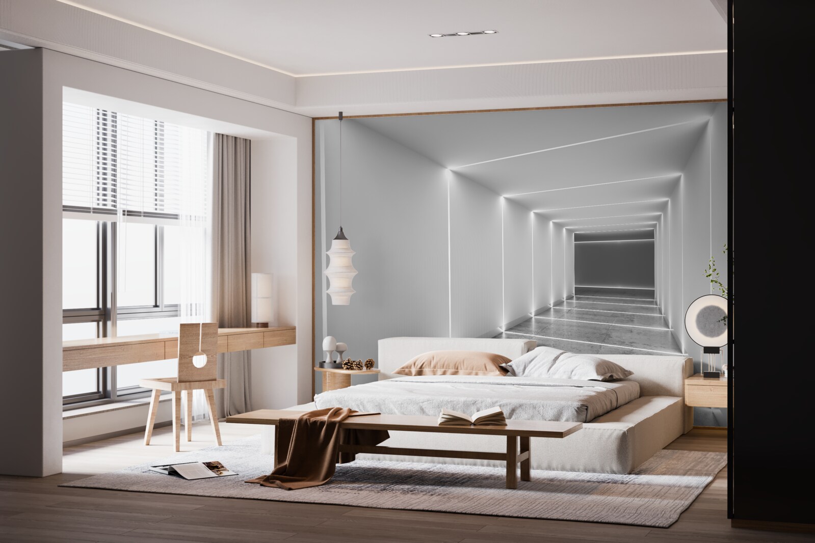 Fototapeta przejście oświetlone białym światłem