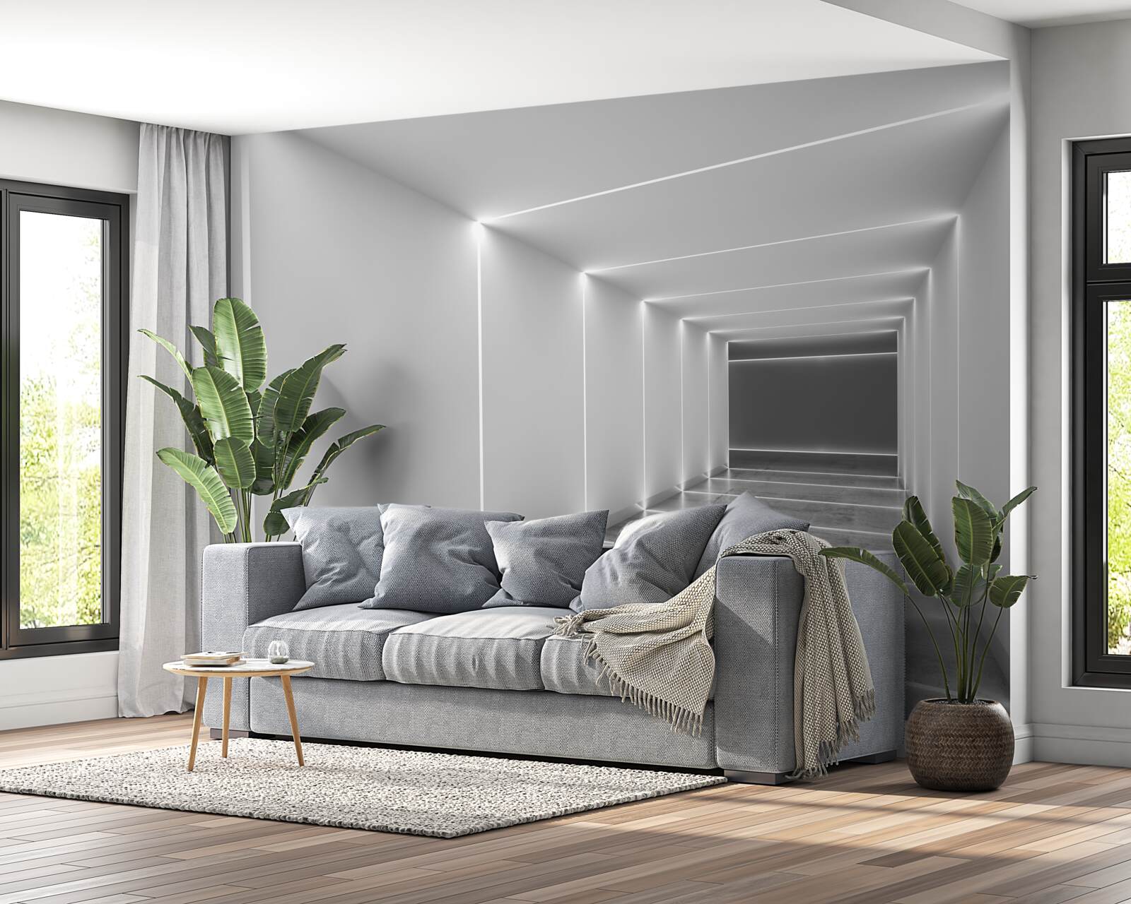 Fototapeta przejście oświetlone białym światłem