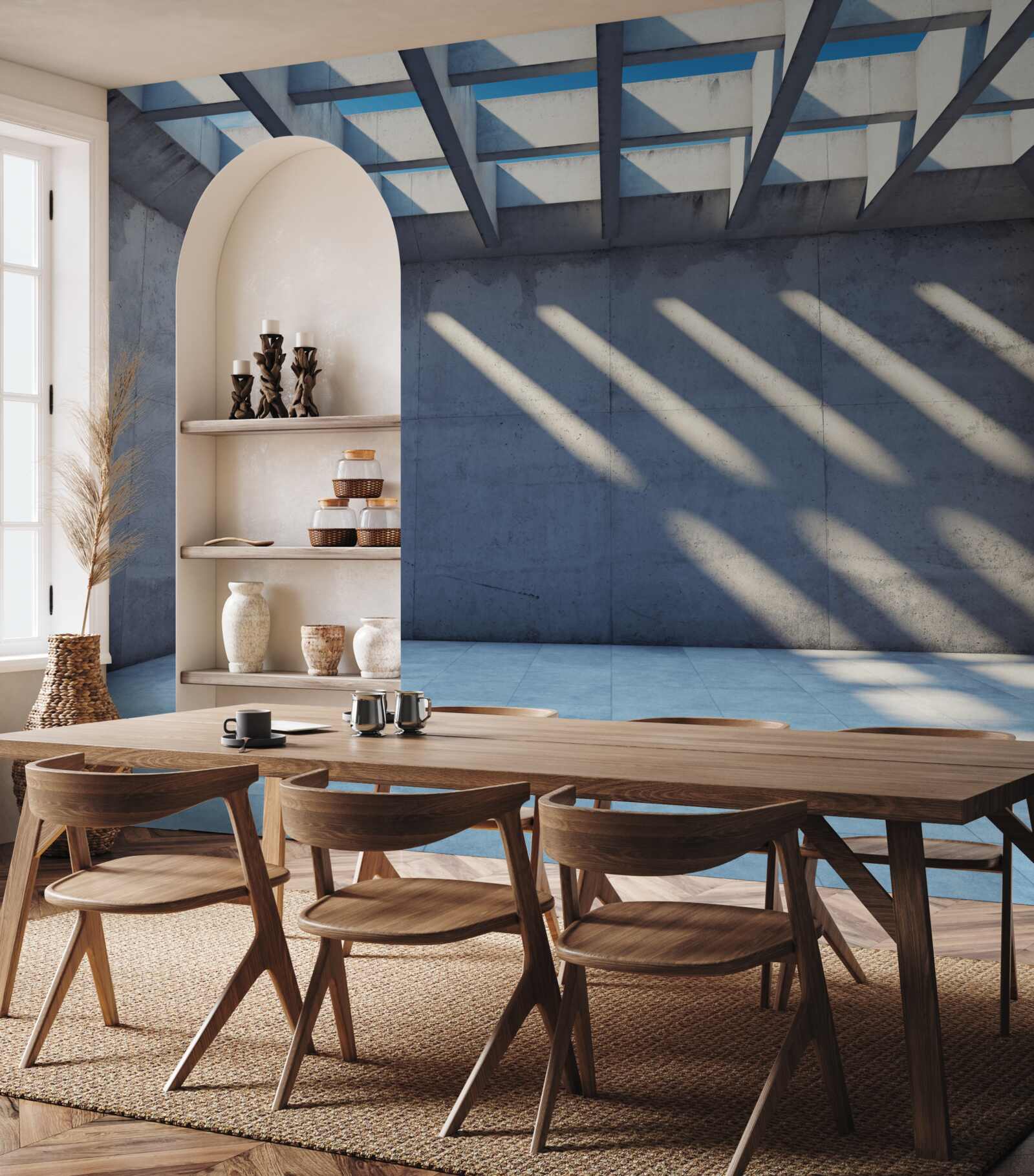 Fototapeta sufit siatkowy o kwadratowym wzorze i przezroczystości