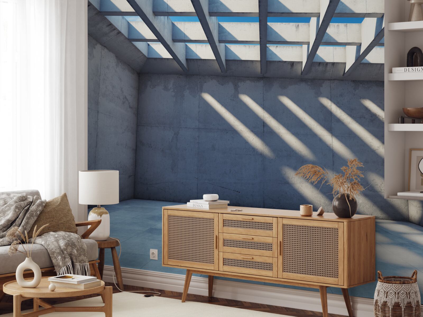 Fototapeta sufit siatkowy o kwadratowym wzorze i przezroczystości