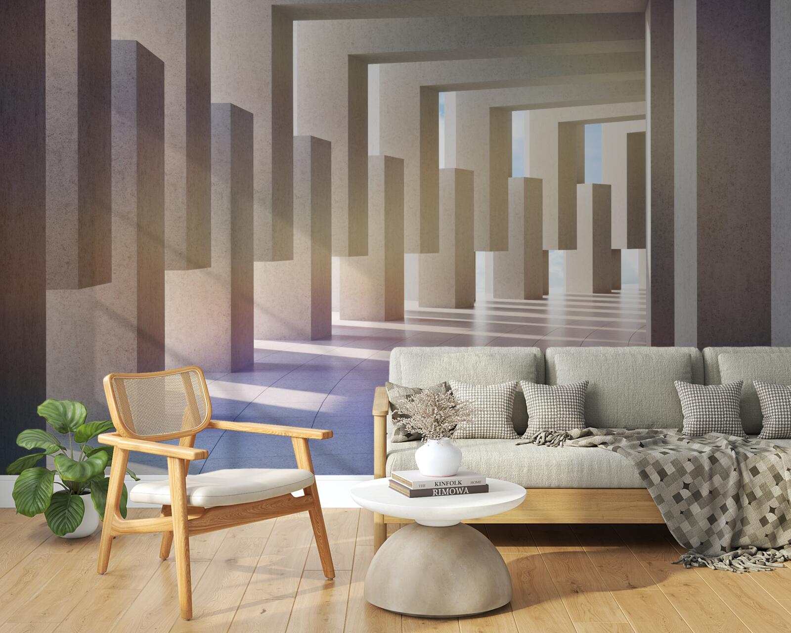 Fototapeta tunel z łukami rozciągający się w nieskończoność