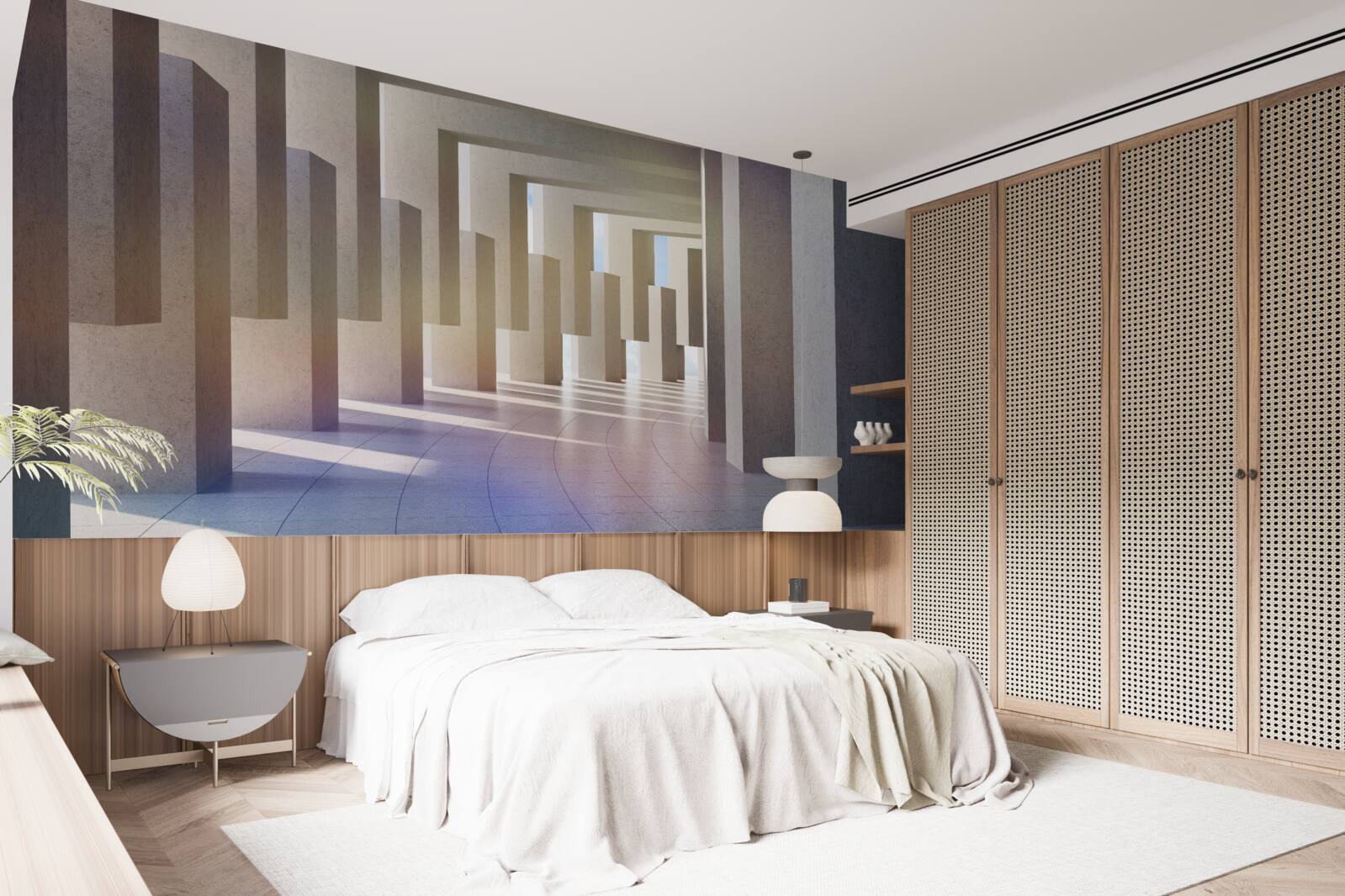 Fototapeta tunel z łukami rozciągający się w nieskończoność