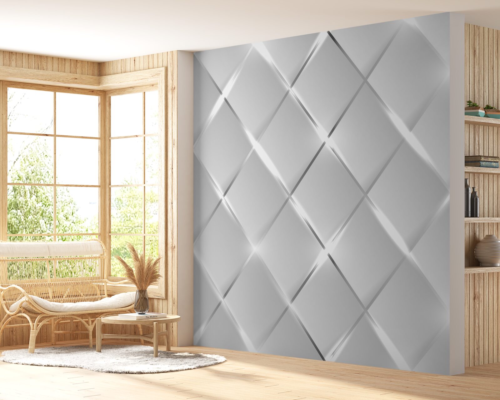 Fototapeta wzór w kształcie rombu ze srebrnymi konturami