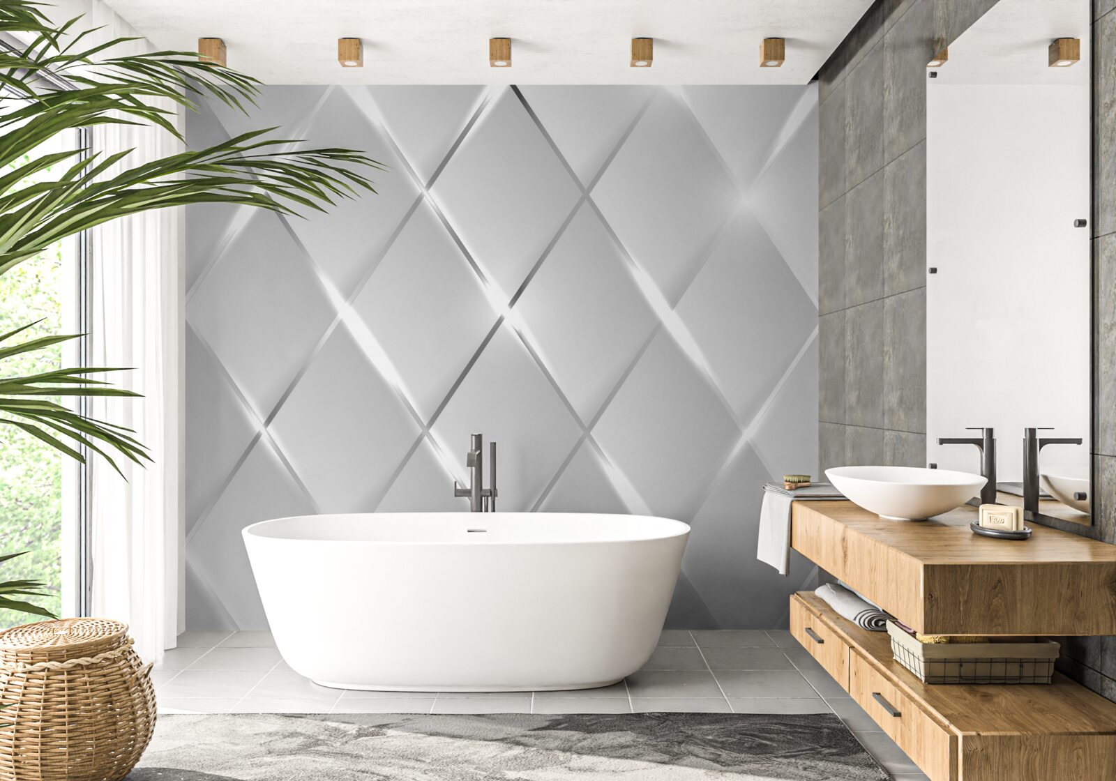 Fototapeta wzór w kształcie rombu ze srebrnymi konturami