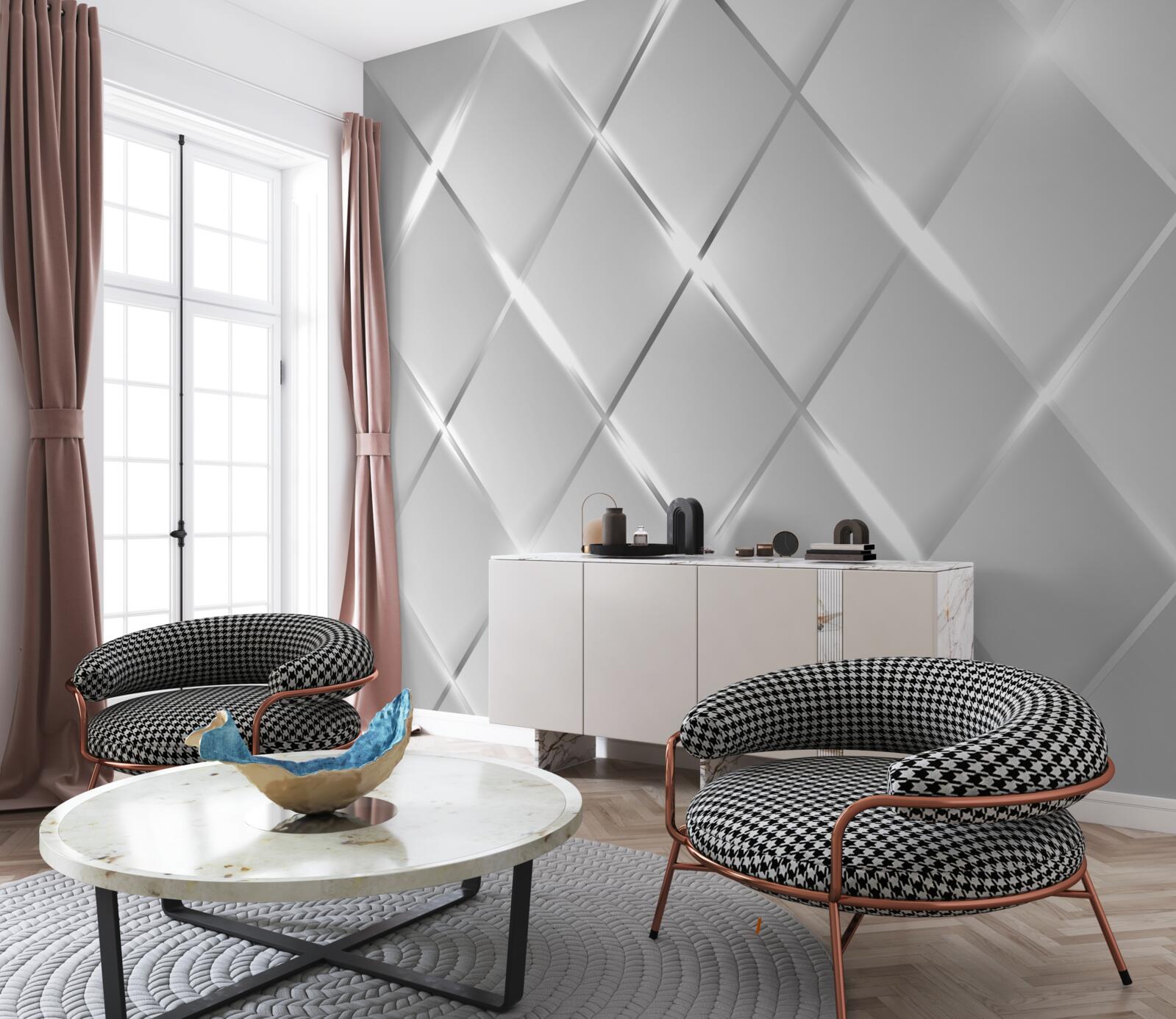 Fototapeta wzór w kształcie rombu ze srebrnymi konturami