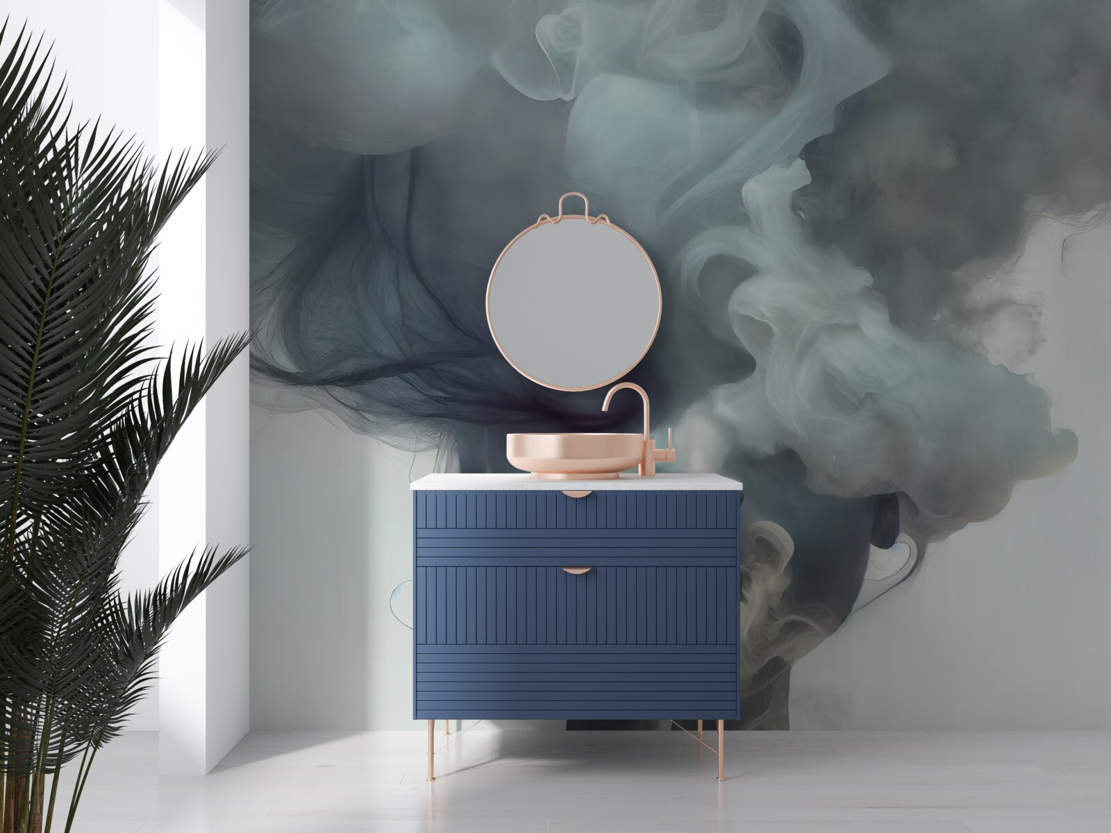 Fototapeta kobieta w szarej mgle