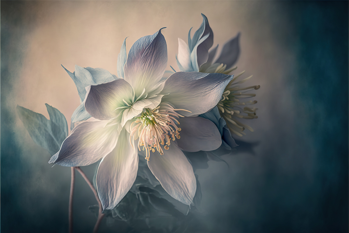 Fototapeta miękki pączek w odcieniach bieli i błękitu