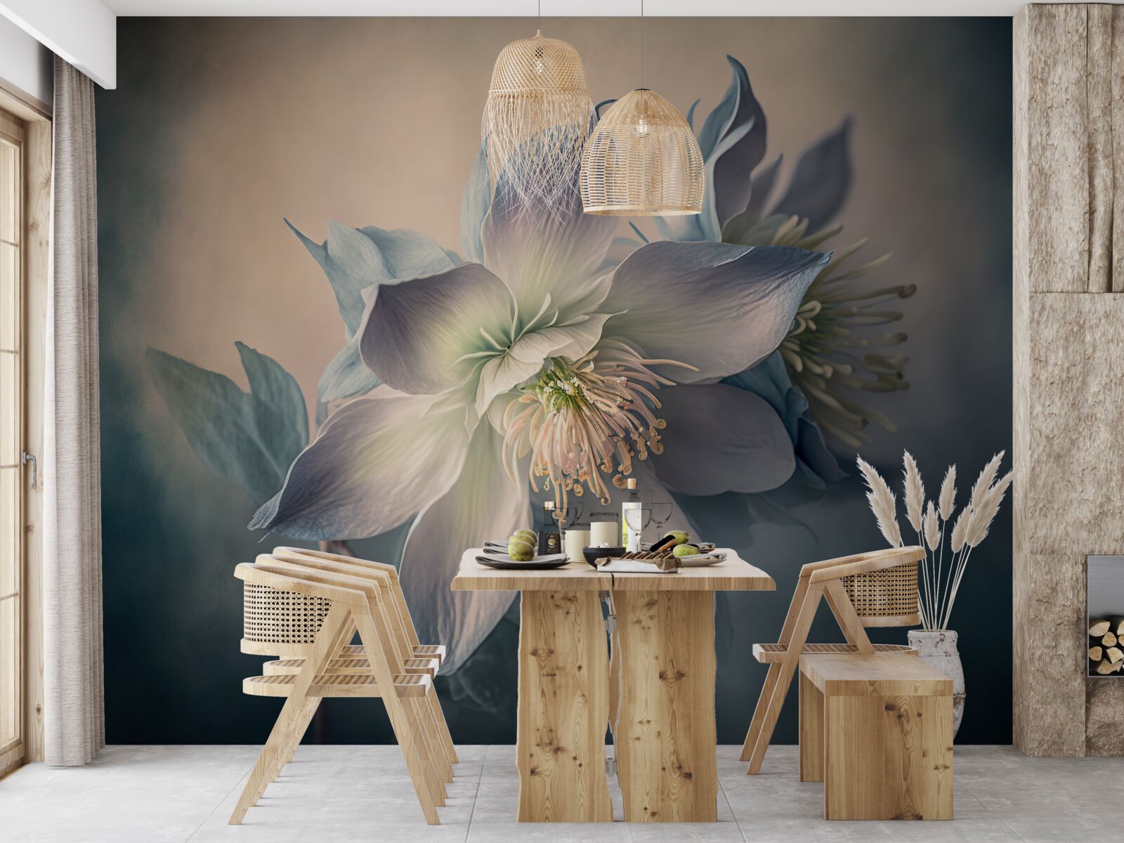 Fototapeta miękki pączek w odcieniach bieli i błękitu