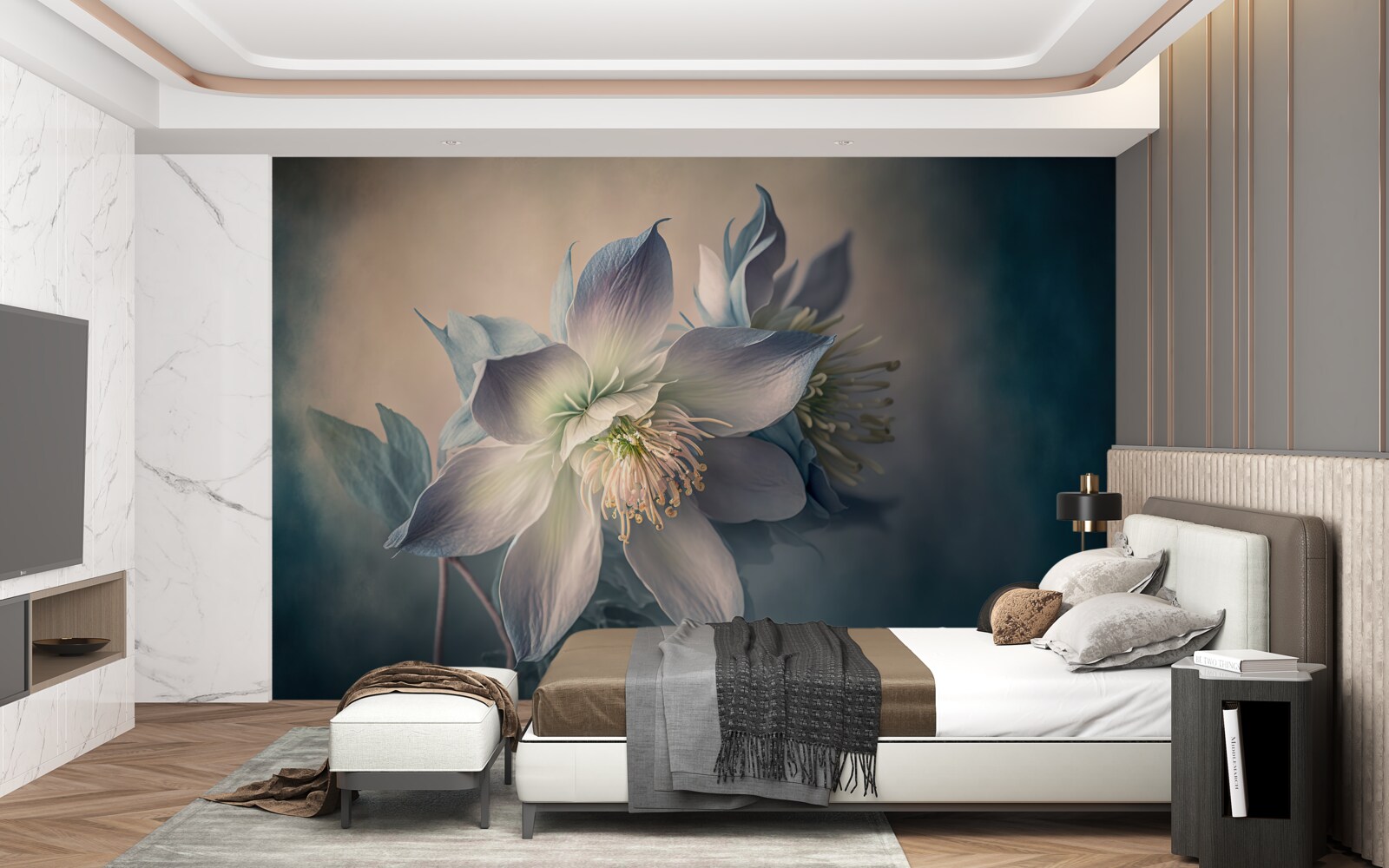 Fototapeta miękki pączek w odcieniach bieli i błękitu