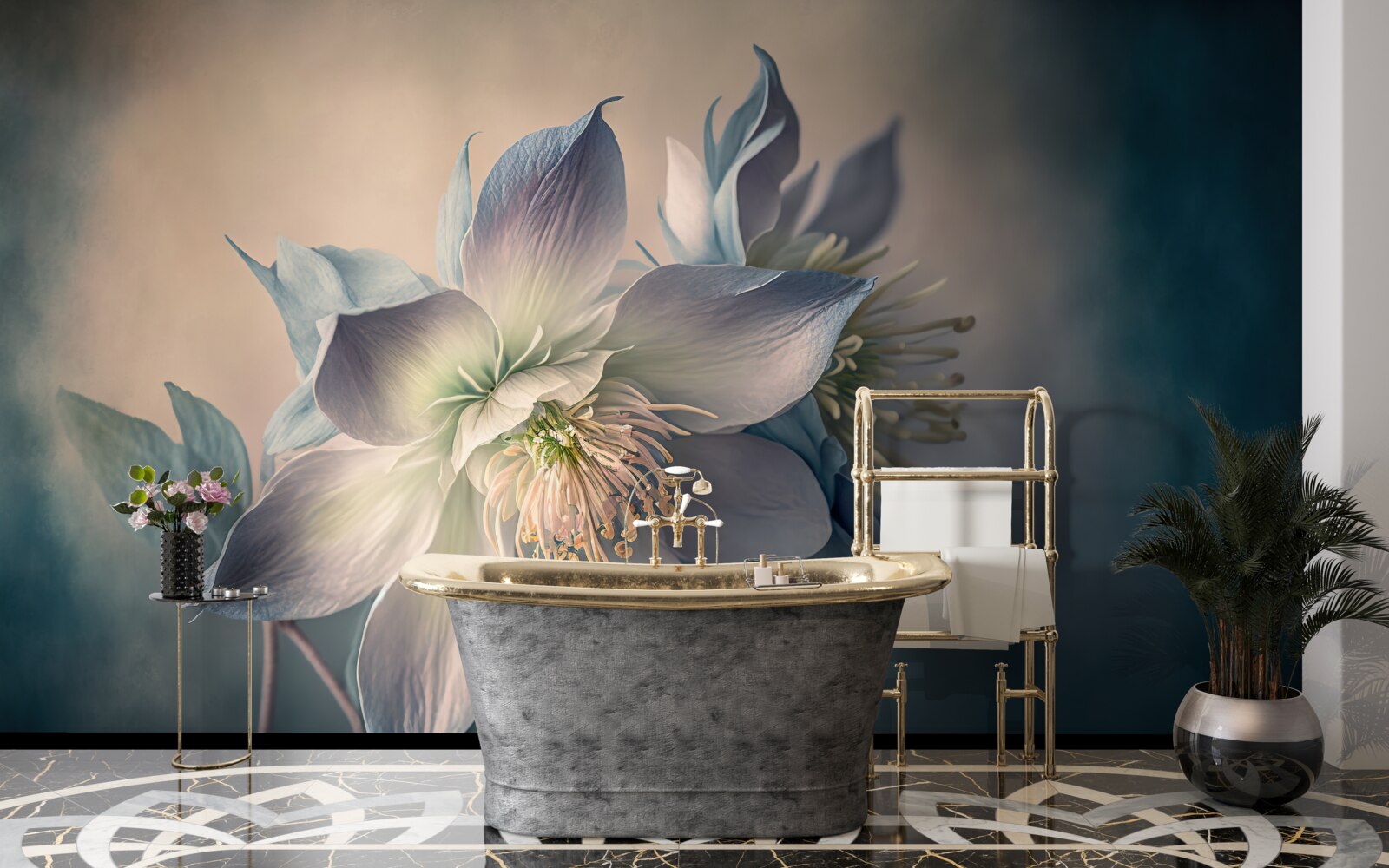 Fototapeta miękki pączek w odcieniach bieli i błękitu