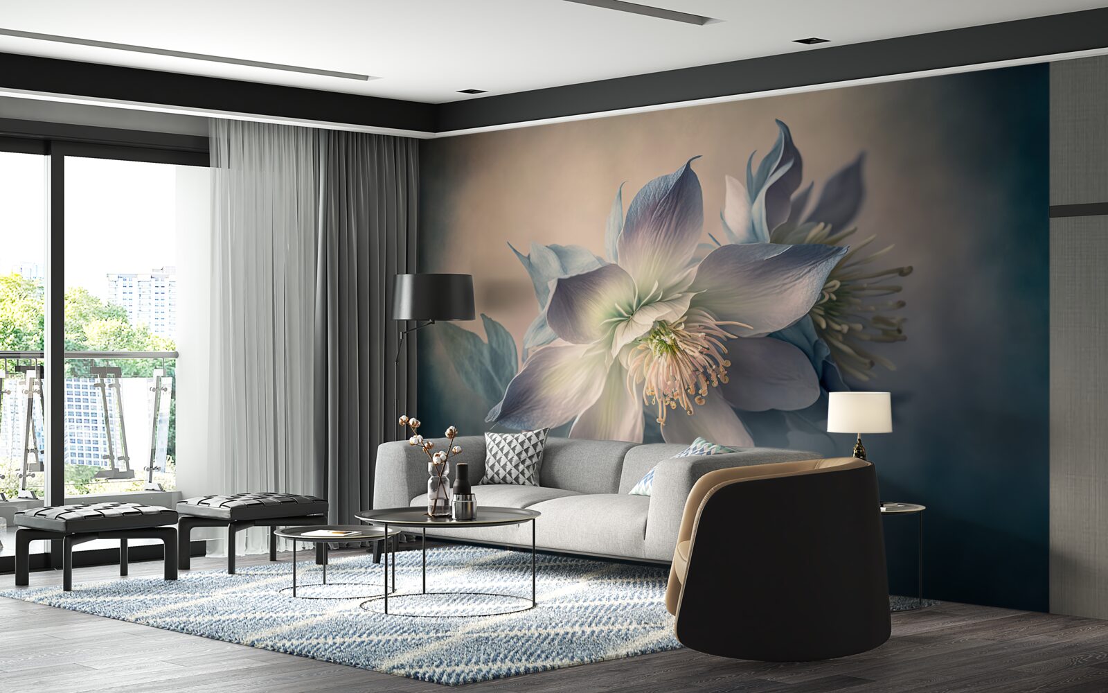 Fototapeta miękki pączek w odcieniach bieli i błękitu