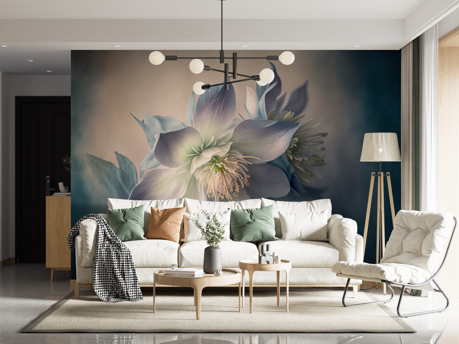 Fototapeta miękki pączek w odcieniach bieli i błękitu