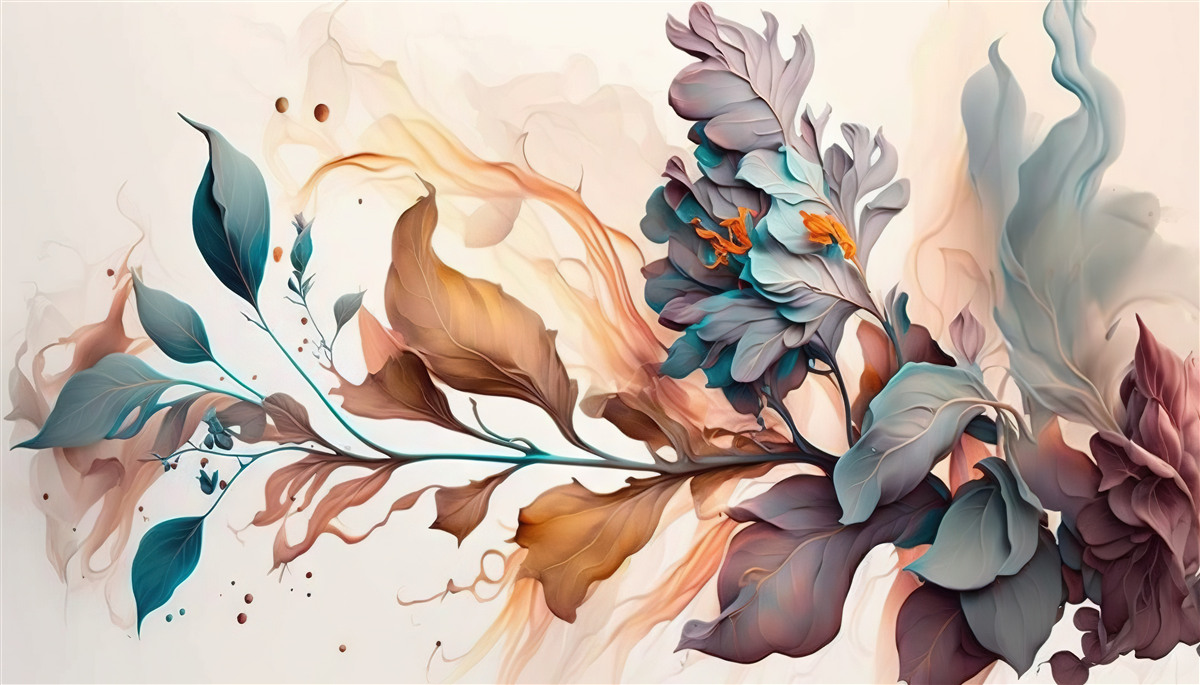 Fototapeta jesienna gałąź zabarwiona liśćmi