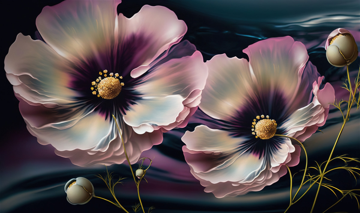 Fototapeta wiatr kołysze śnieżnobiałe i wspaniałe maki