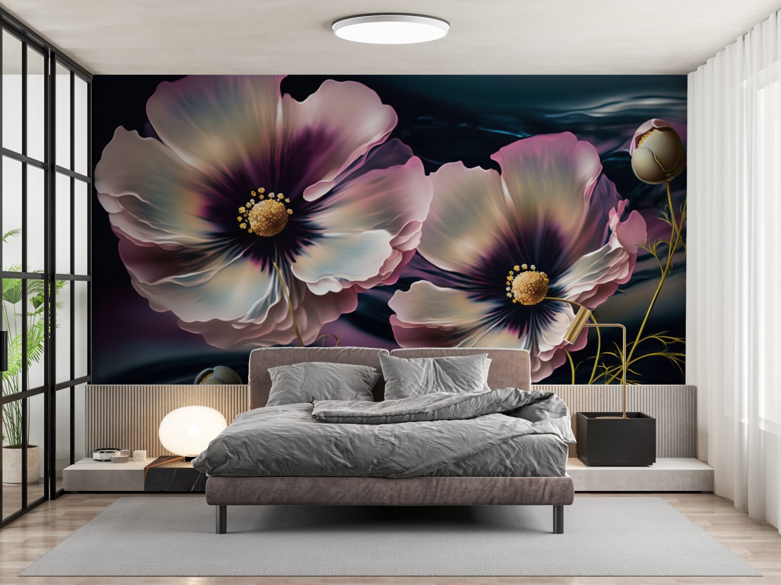 Fototapeta wiatr kołysze śnieżnobiałe i wspaniałe maki