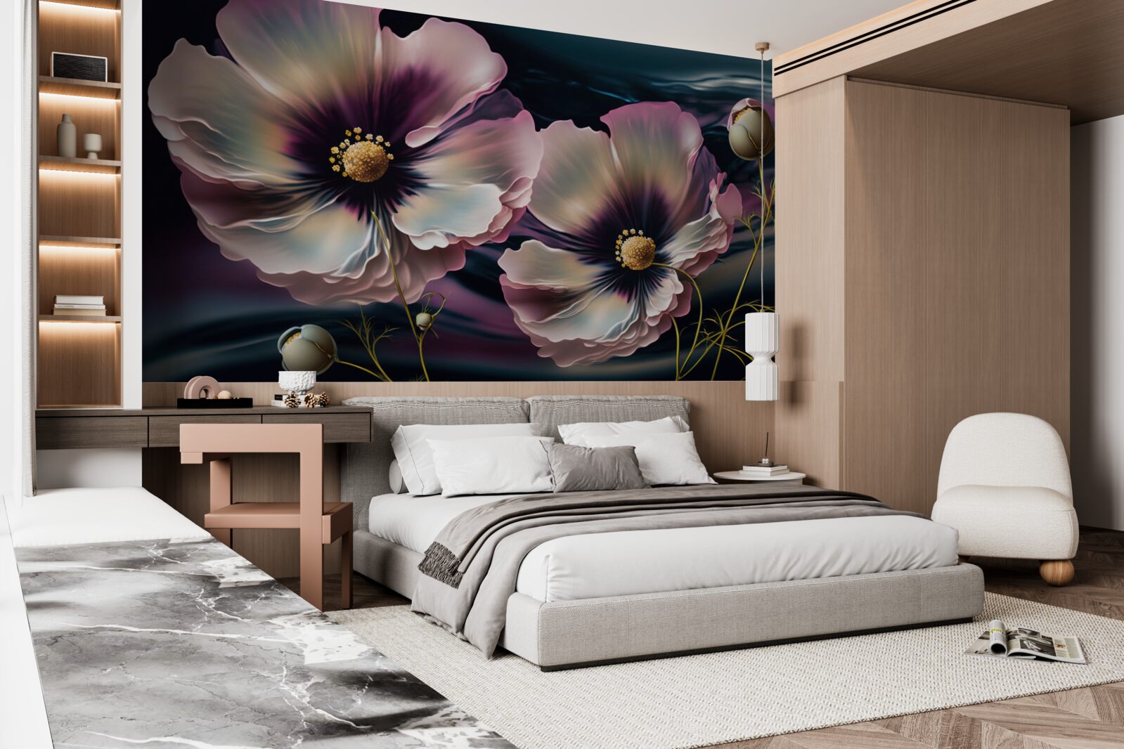 Fototapeta wiatr kołysze śnieżnobiałe i wspaniałe maki