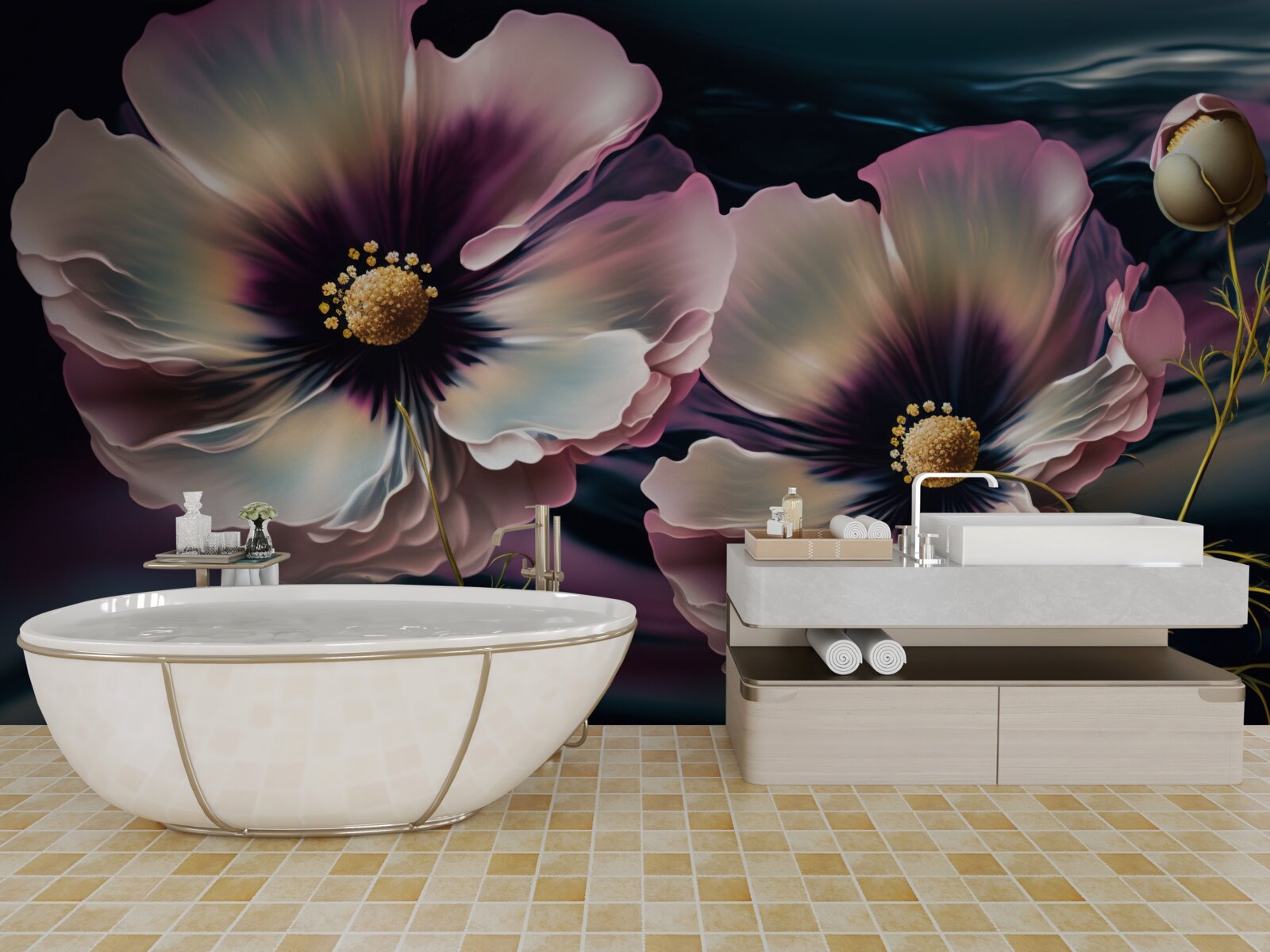 Fototapeta wiatr kołysze śnieżnobiałe i wspaniałe maki