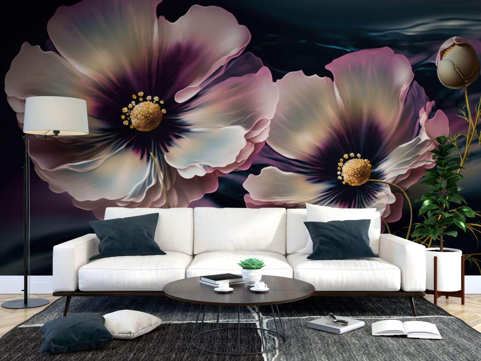 Fototapeta wiatr kołysze śnieżnobiałe i wspaniałe maki