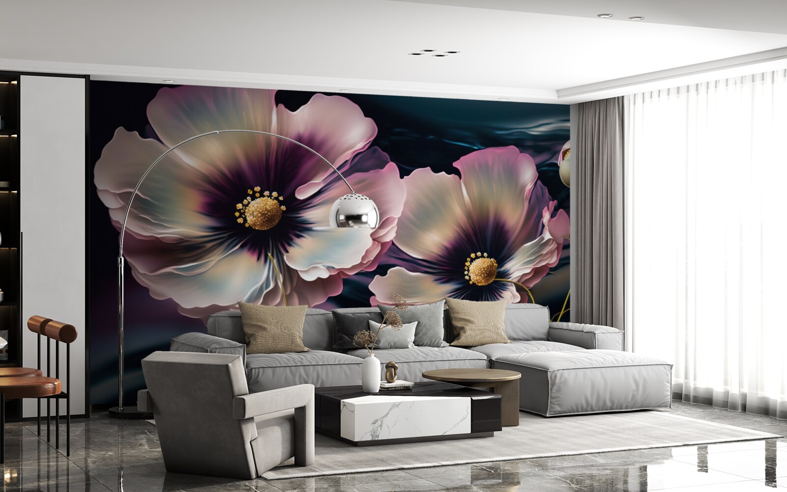 Fototapeta wiatr kołysze śnieżnobiałe i wspaniałe maki