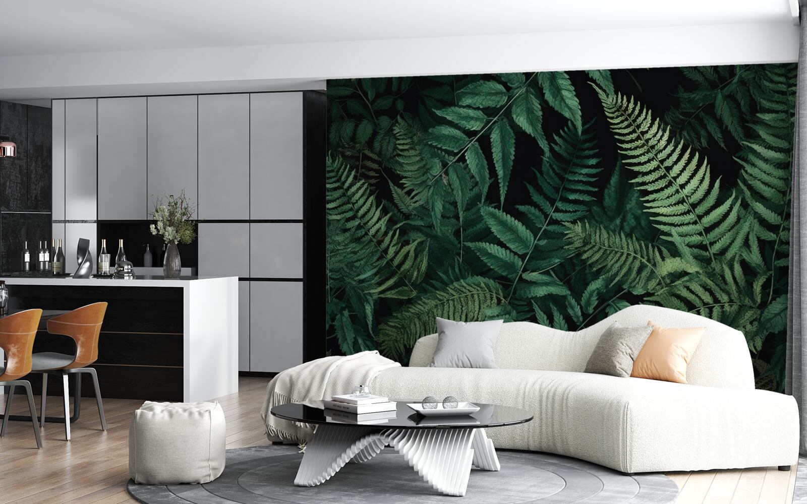 Fototapeta w nocy płatki paproci łatwo się kołyszą