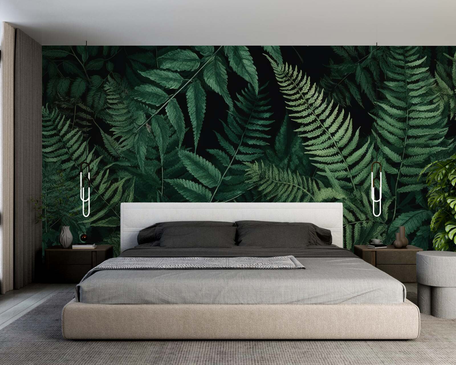 Fototapeta w nocy płatki paproci łatwo się kołyszą