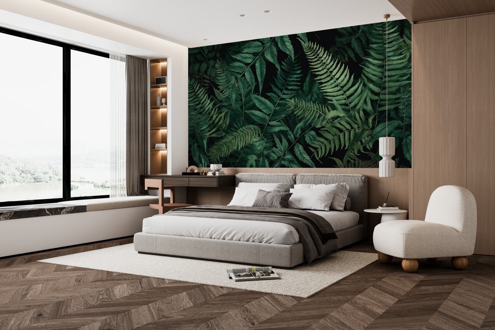 Fototapeta w nocy płatki paproci łatwo się kołyszą