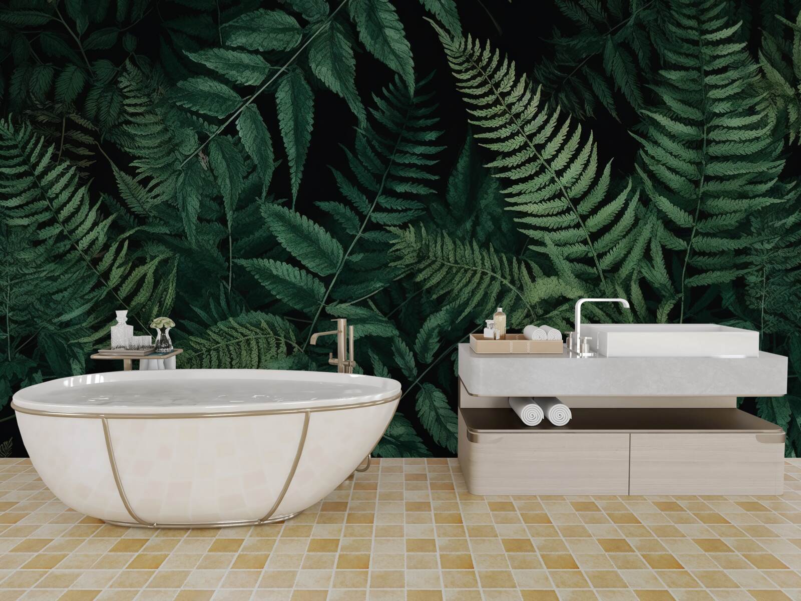 Fototapeta w nocy płatki paproci łatwo się kołyszą