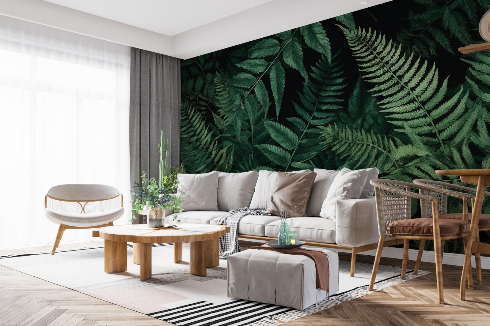 Fototapeta w nocy płatki paproci łatwo się kołyszą