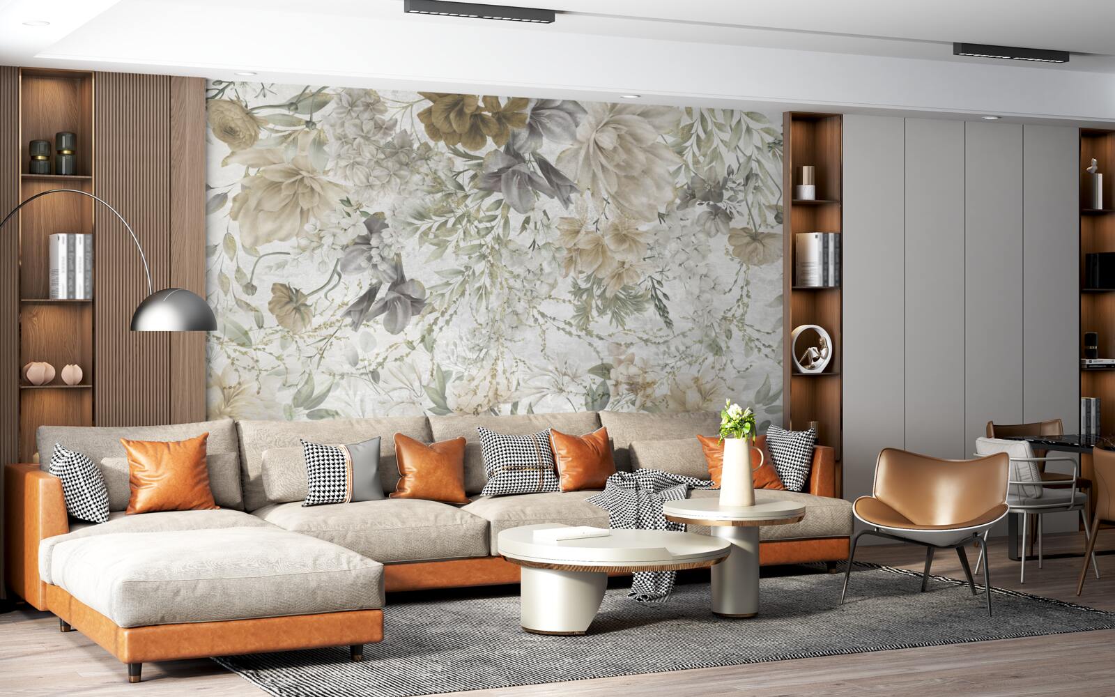 Fototapeta koncepcja stworzona z jesiennych liści i kwiatów