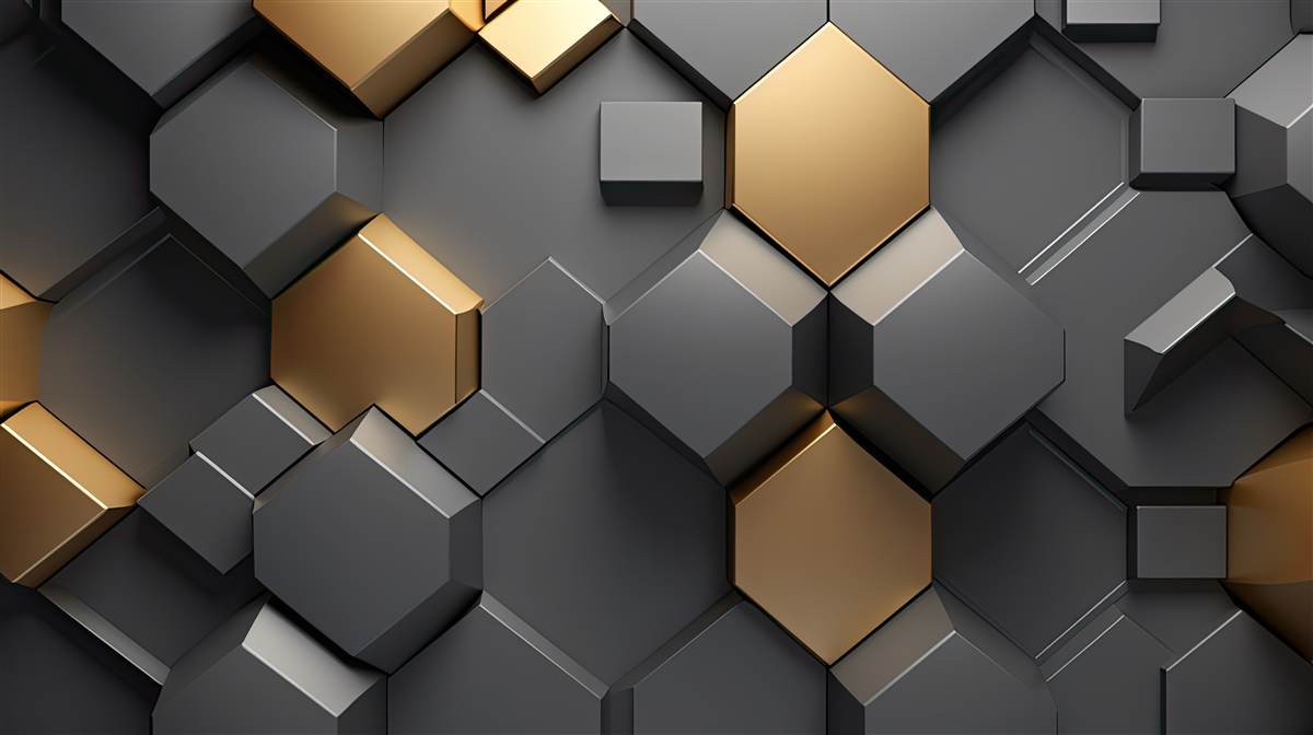 Fototapeta geometryczne kształty w kolorach czarnym i złotym