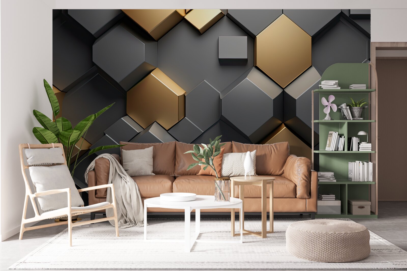 Fototapeta geometryczne kształty w kolorach czarnym i złotym