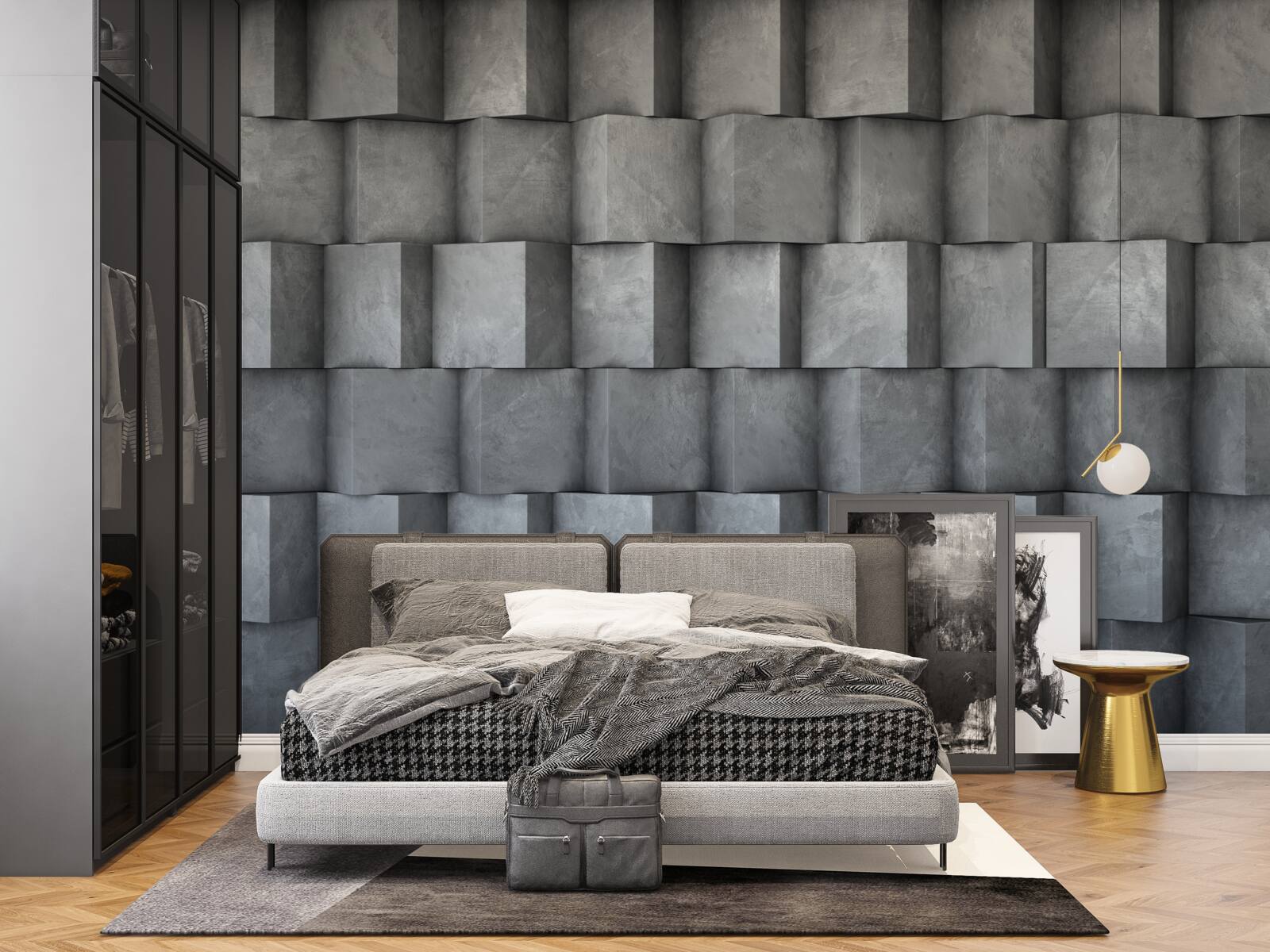 Fototapeta kwadraty wolumetryczne skierowane w różnych kierunkach