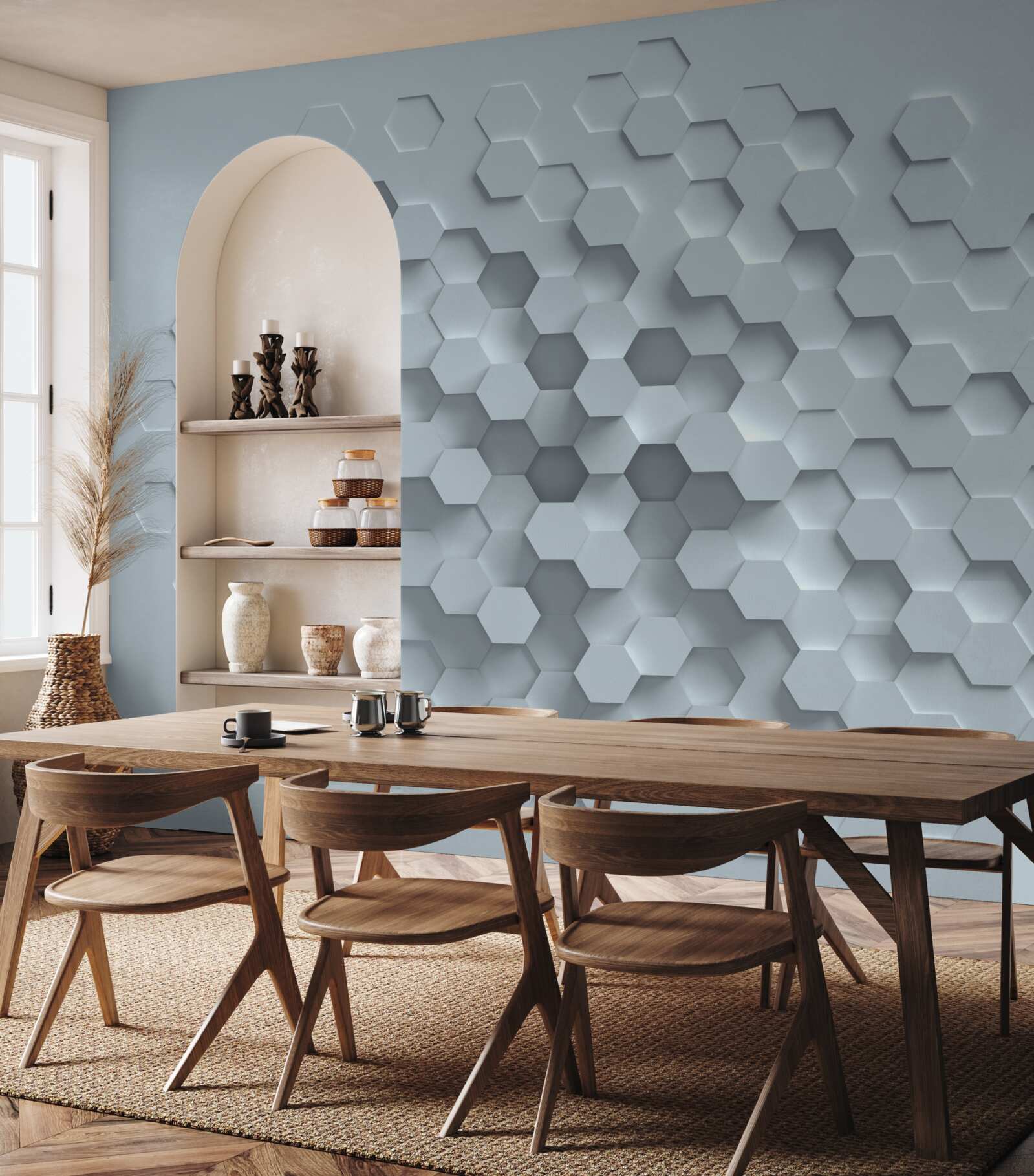 Fototapeta formacje o strukturze plastra miodu z wielu sześciokątów