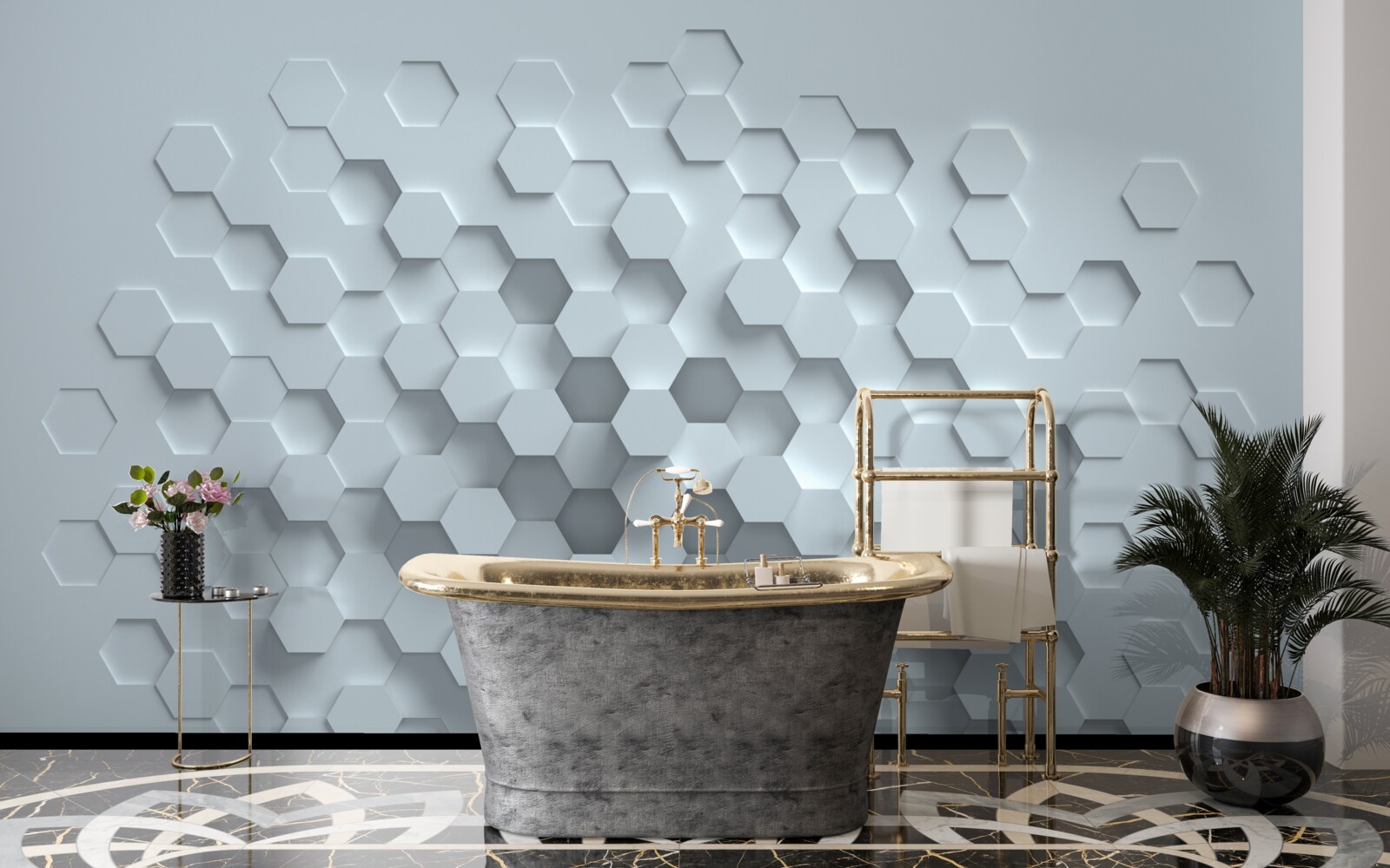 Fototapeta formacje o strukturze plastra miodu z wielu sześciokątów