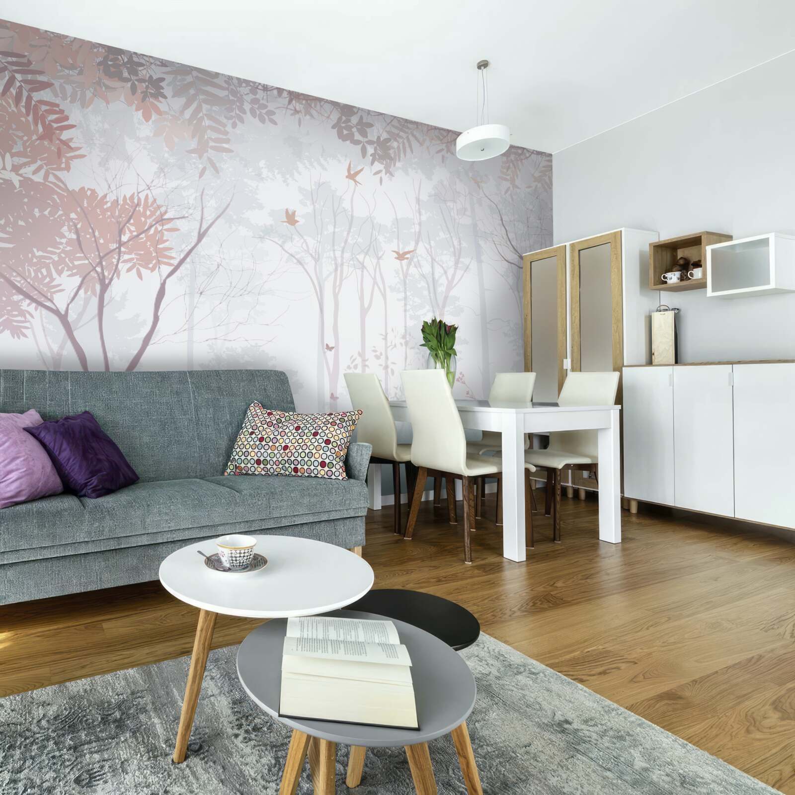 Fototapeta mglisty las w jesienny poranek