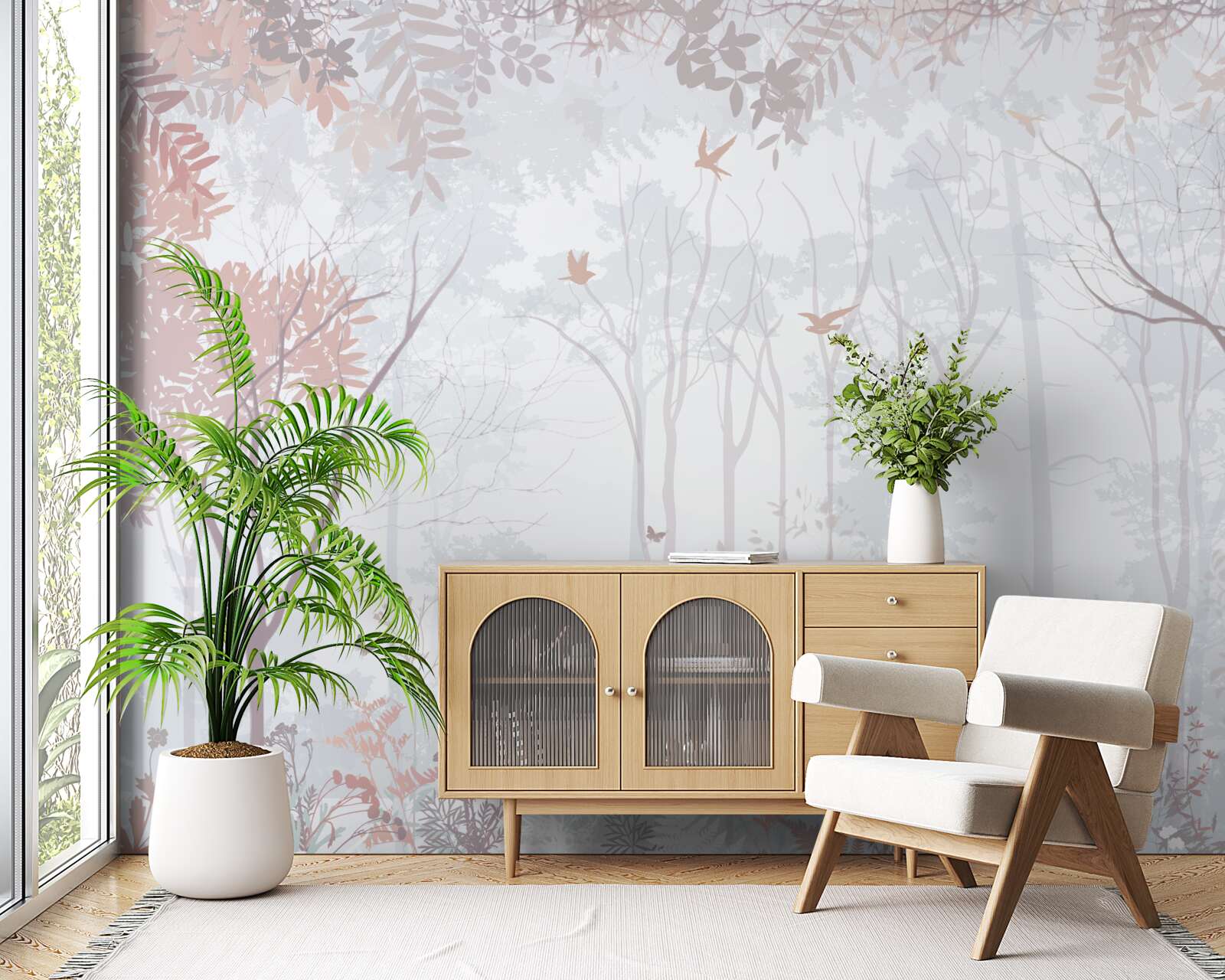 Fototapeta mglisty las w jesienny poranek