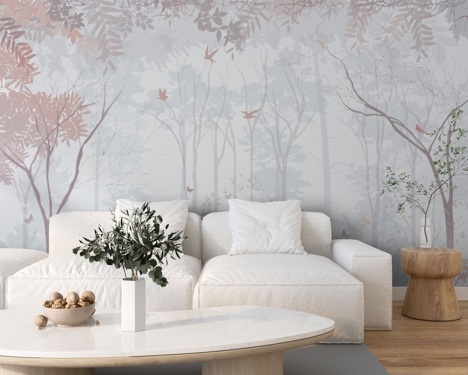 Fototapeta mglisty las w jesienny poranek