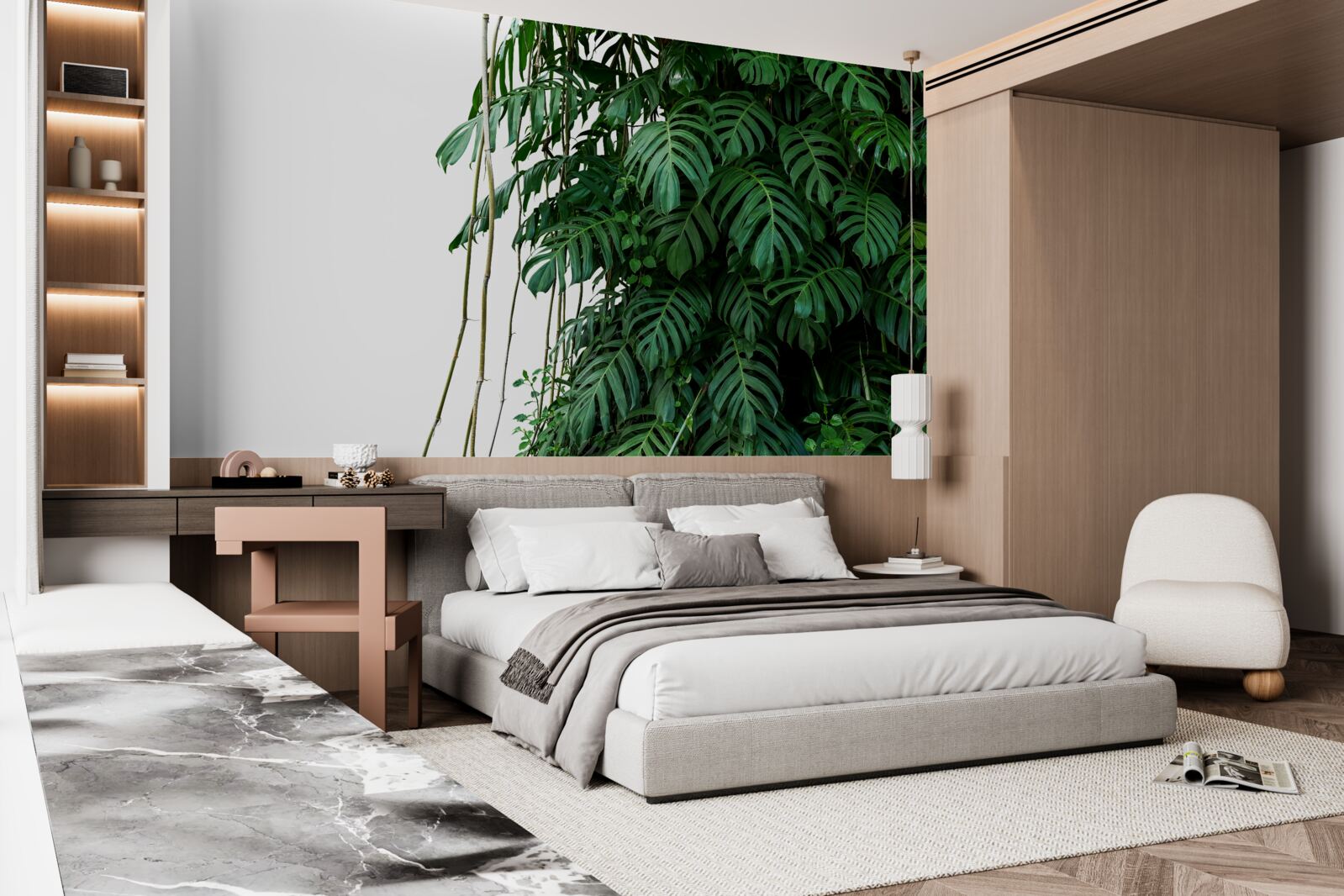 Fototapeta gęste liście monstery w odcieniach zieleni