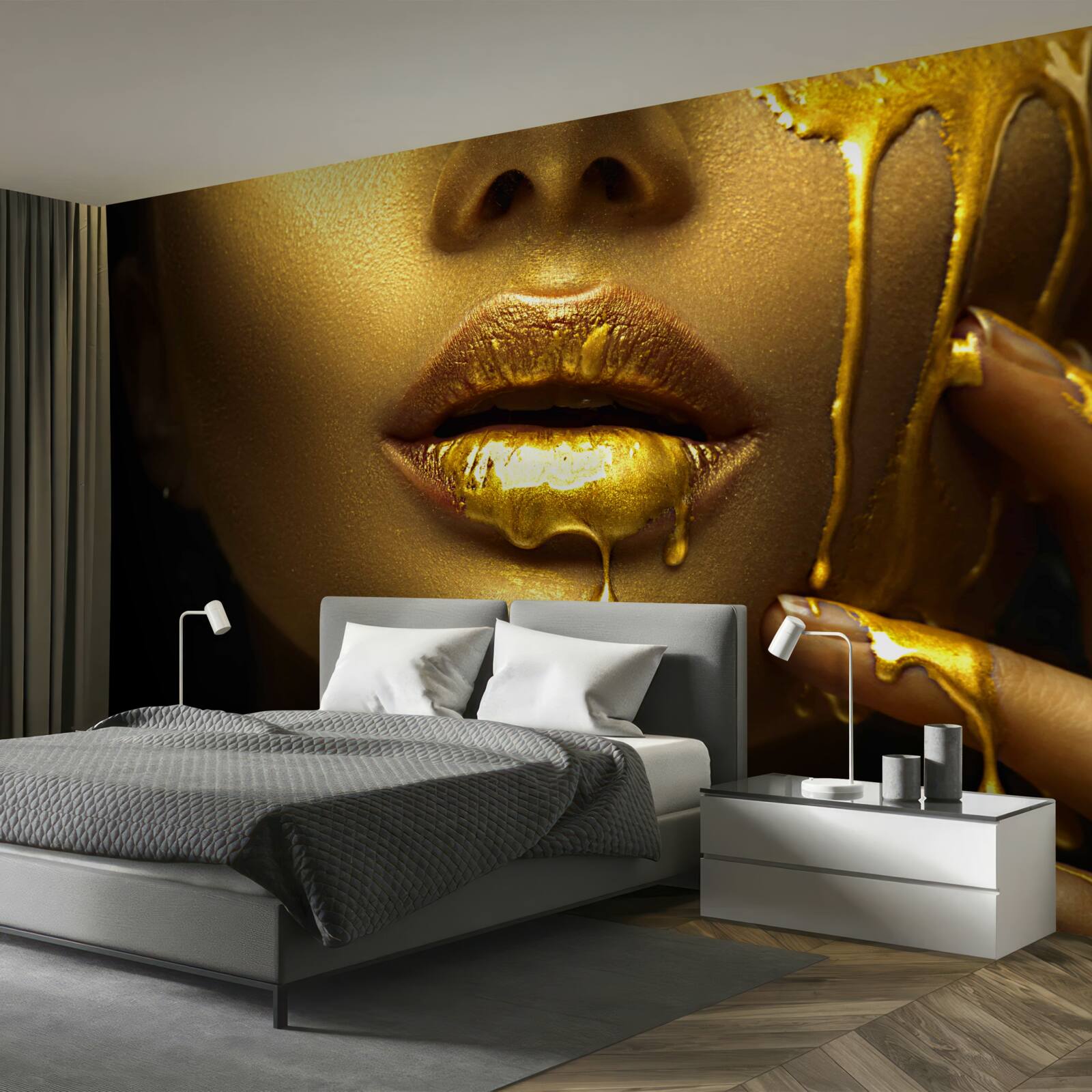 Fototapeta kobieta pokryta złotą pigmentacją