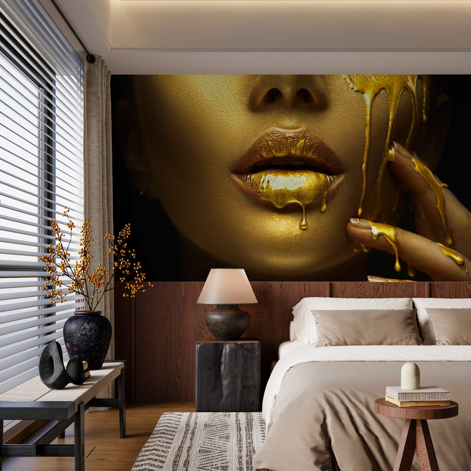 Fototapeta kobieta pokryta złotą pigmentacją