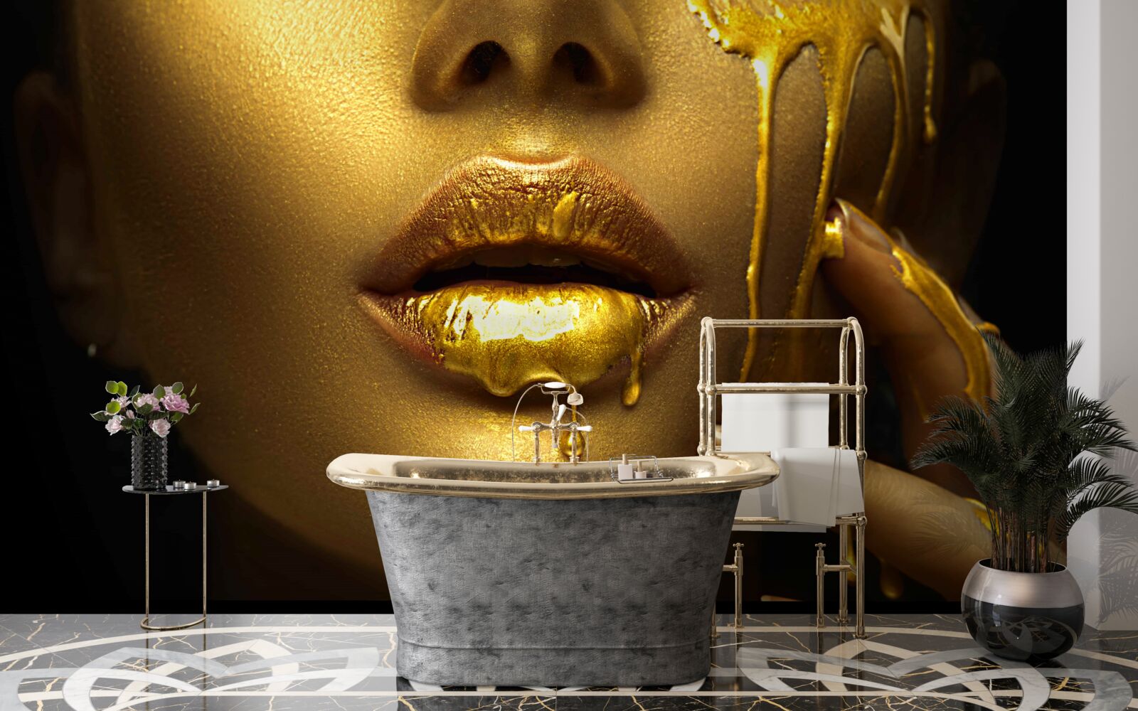 Fototapeta kobieta pokryta złotą pigmentacją